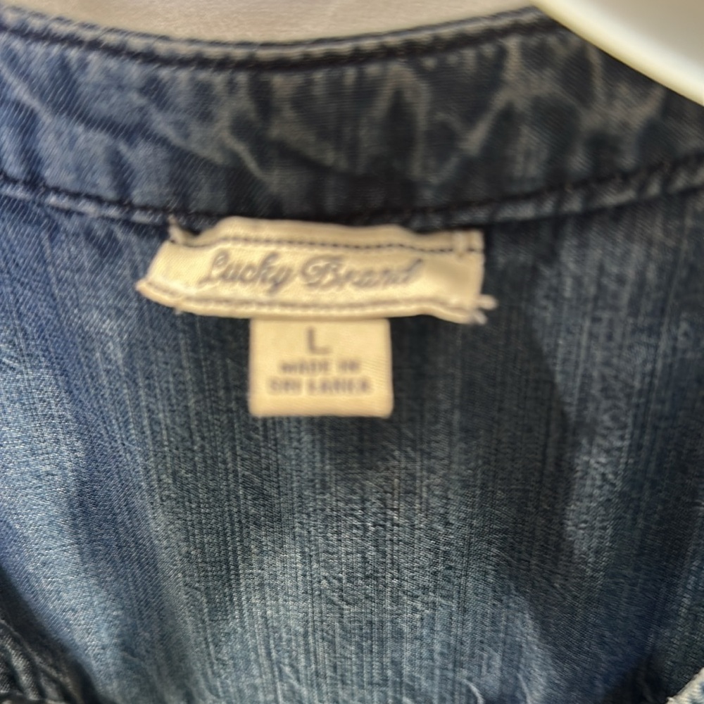 Lucky brand lightweight, soft denim romper.  Sz L.  EUC - Picture 2 of 3